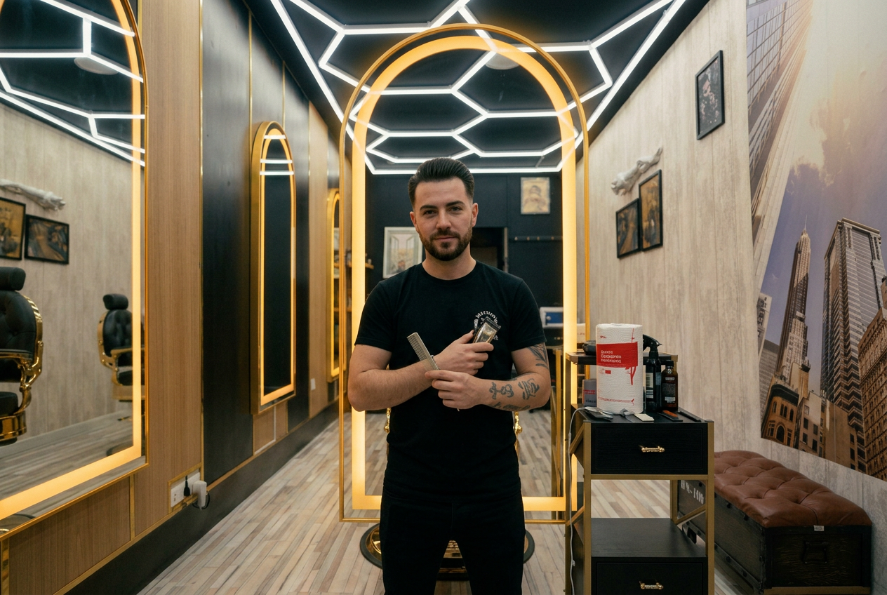 El interior de la barbería